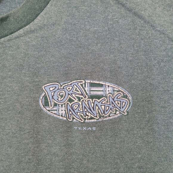 Vintage 80s Port-Aransas Texas Shirt XL 23x28 Sun-Faded Green - Picture 8 of 14